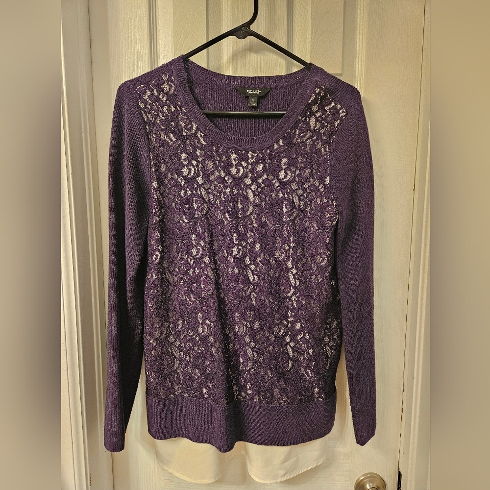 Purple Lace Blouse Sweater
